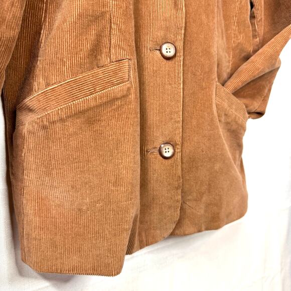 Vtg LL BEAN Corduroy Blazer Jacket Women's 12 Cotton Camel Academia Professor - Picture 5 of 10